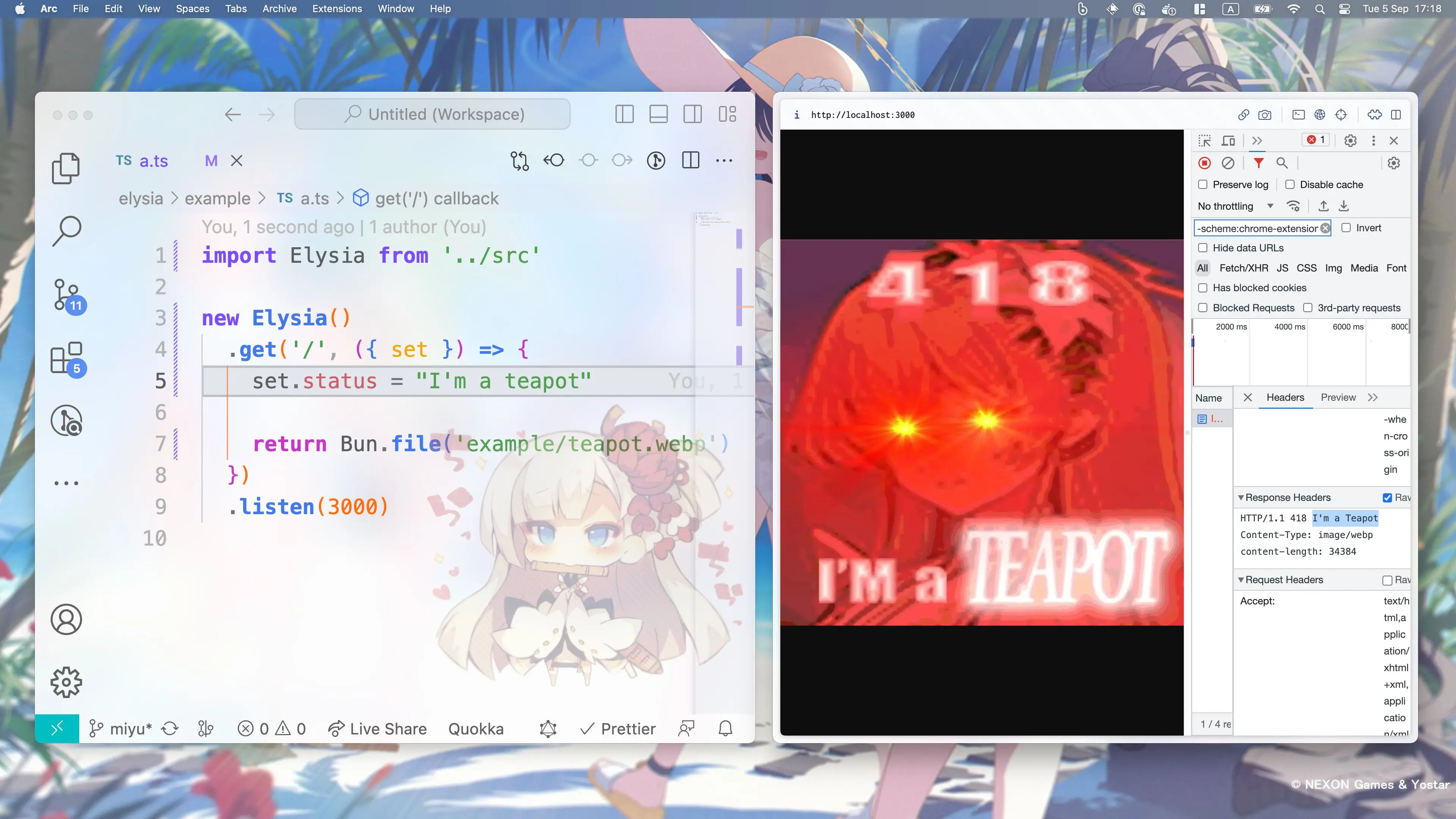 Example of using text-based status code