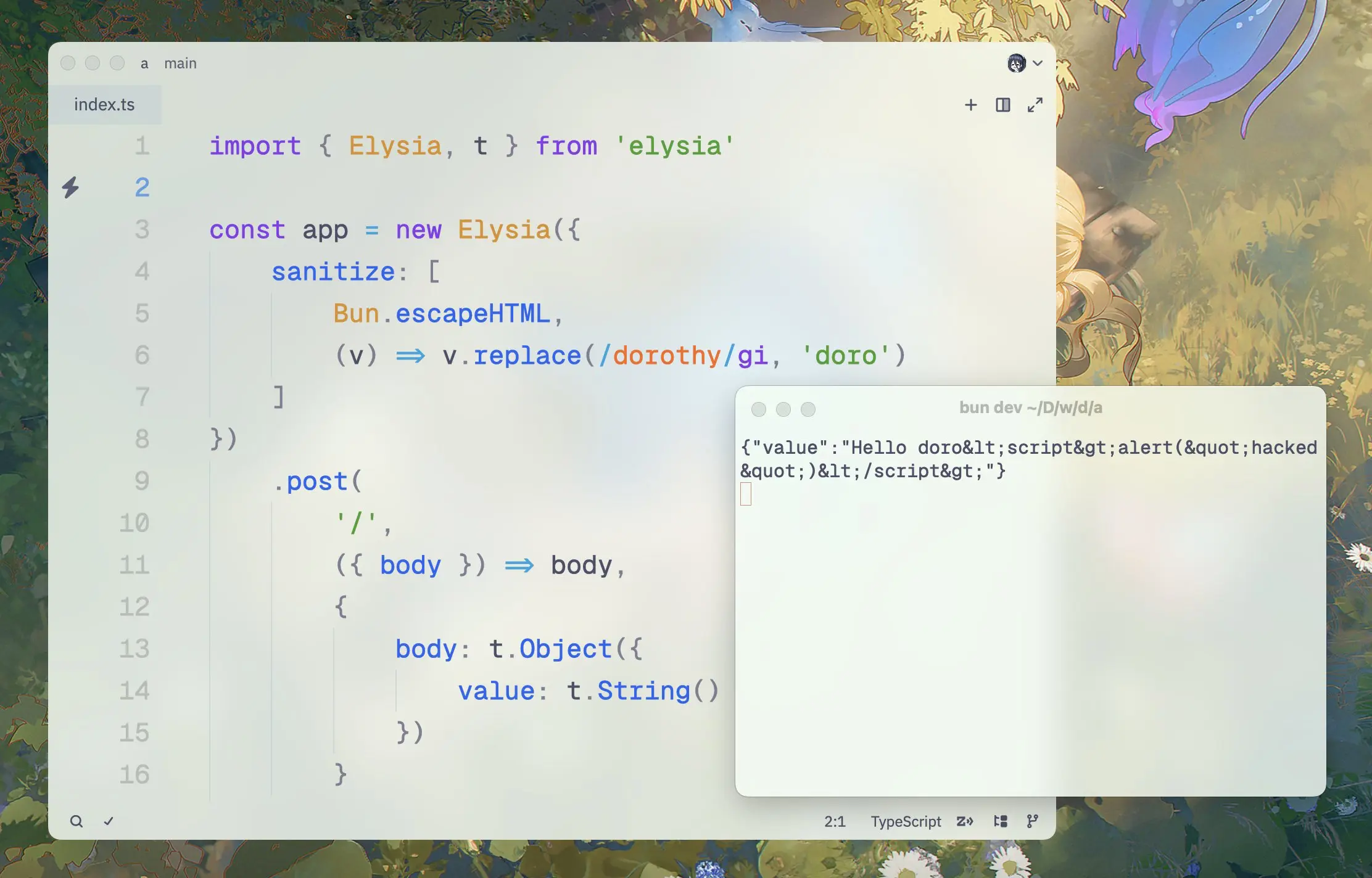 Using sanitize with Bun.escapeHTML